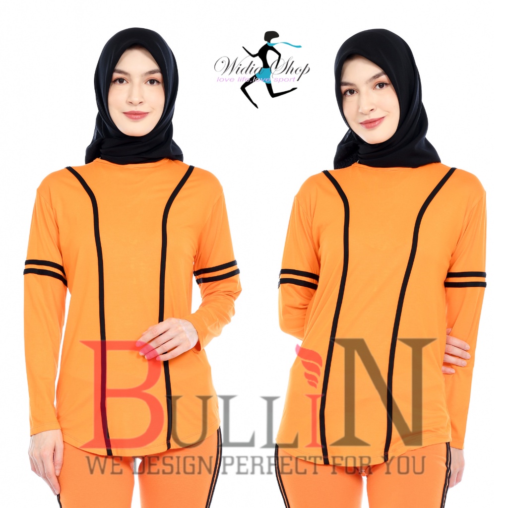 baju senam kerin panjang / atasan zumba cewek / Bullin-orange