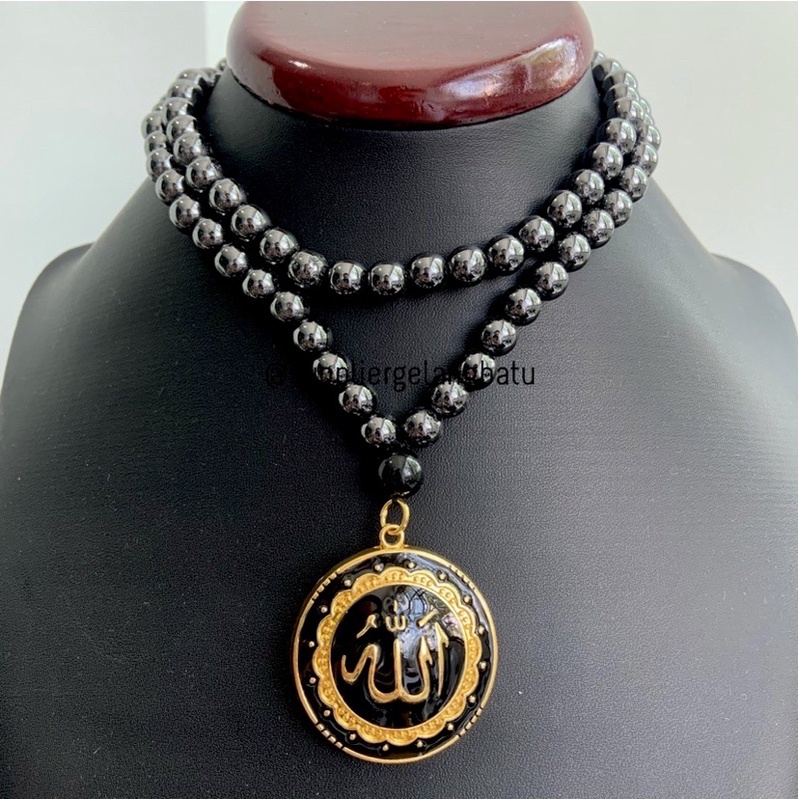 GANNAMYONG Allah Gold Blustin 88butir Black Jade Aceh