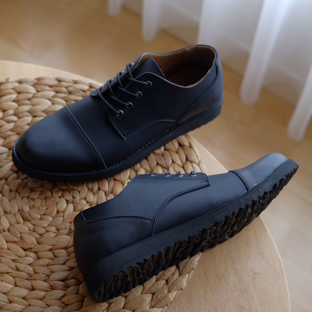 Elvaro Black | Sepatu Pantofel Hitam Pria Casual Kerja Cowok Kantor Pantofel Oxford |FORIND Oxwalker