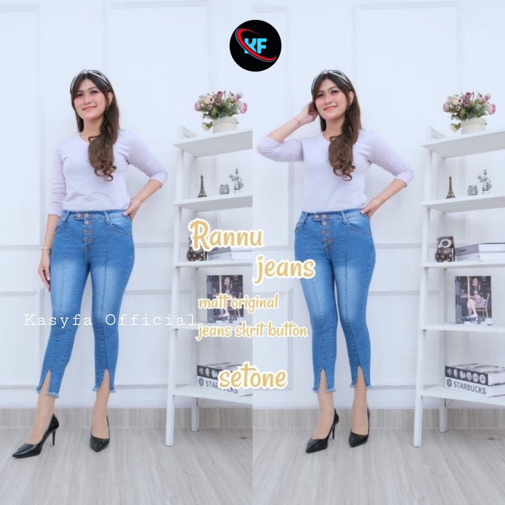 RANNU CELANA JEANS HIGHWAIST 7/9 KANCING 5 BELAH TULANG