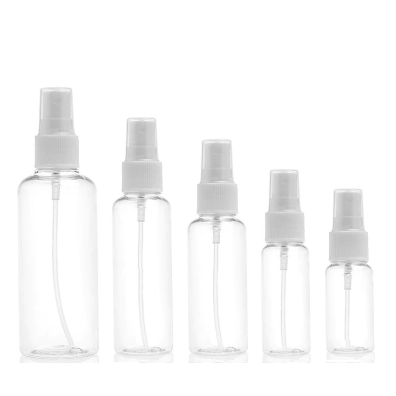 5 Pcs Portable Kecil Transparan Plastik Kosong Botol Semprot Isi Ulang Botol 10 Ml/30 Ml/50 Ml/ 60