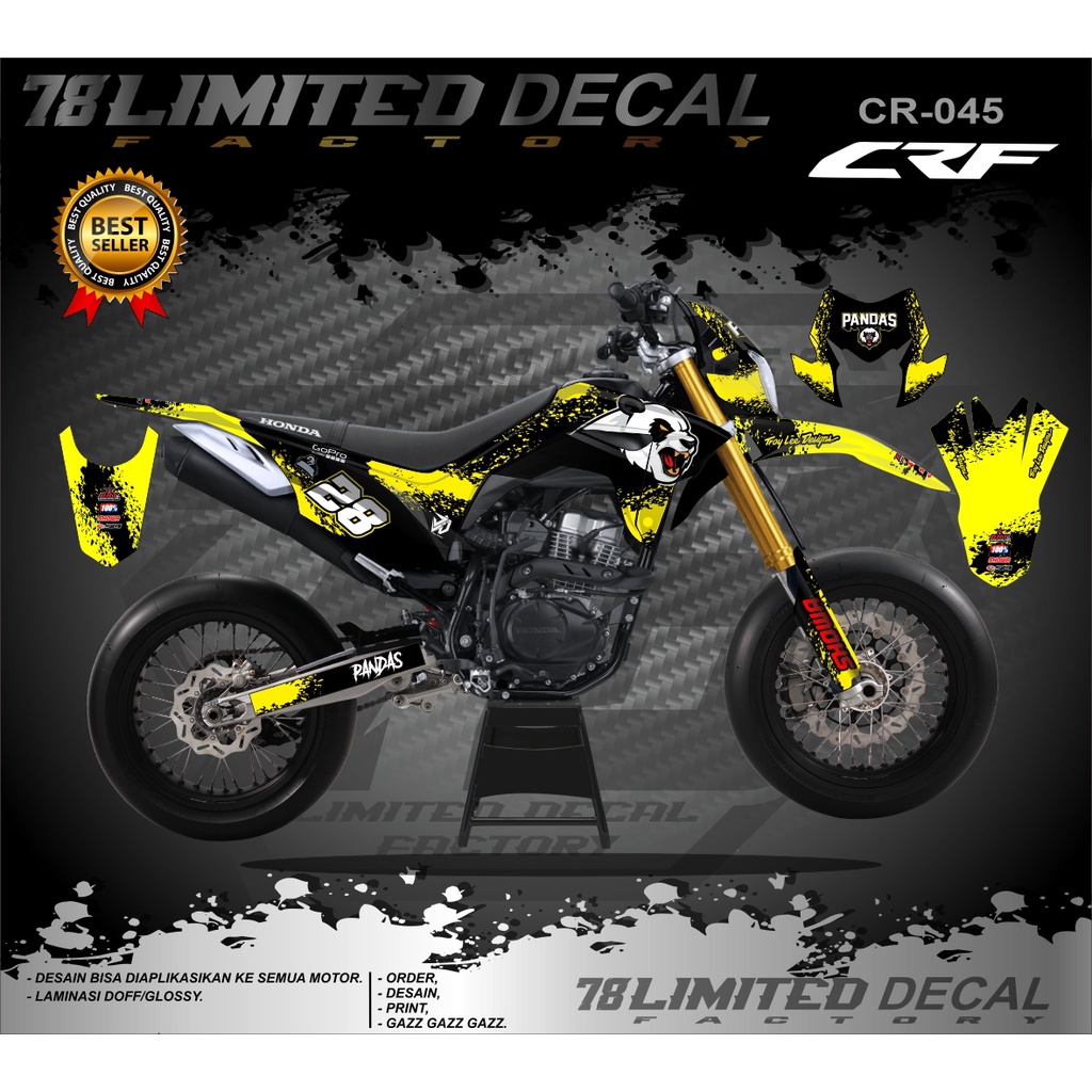 Decal Sticker Custom Motor Cross CRF 150L Fullbody - Dekal Stiker CRF 150 L Desain Panda Trail Super