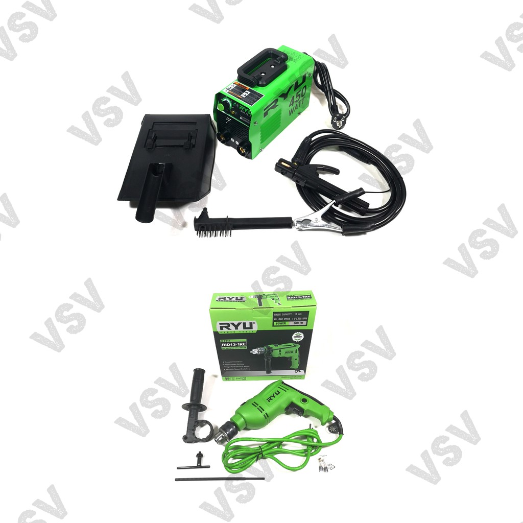 RYU Mesin Las 120A + Bor Impact 13mm Inverter MMA 120 + Impact Drill 13mm