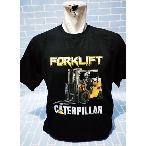Kaos sablon DTF Forklift Caterpillar kaos alat alat berat alat tekhnik