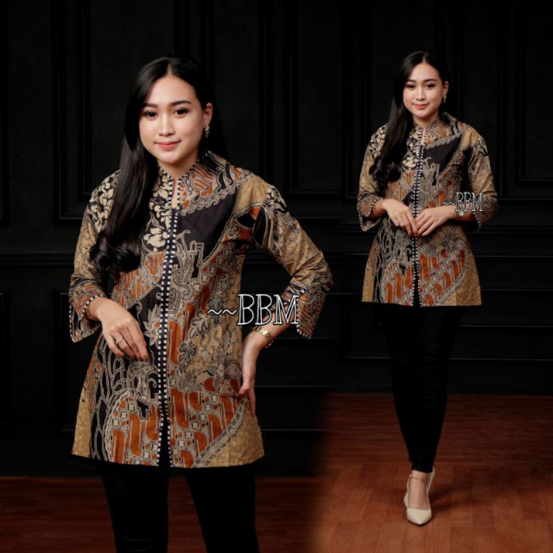 ATASAN BATIK WANITA MODERN BAJU BATIK KANTOR WANITA BATIK NEW BLUS BN