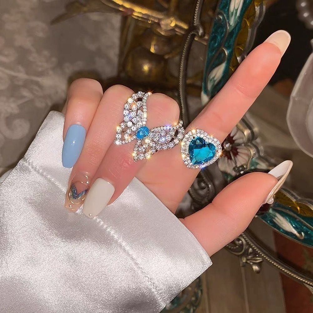 Cincin Jari Telunjuk Desain Hati Hias Kristal Zircon Untuk Wanita