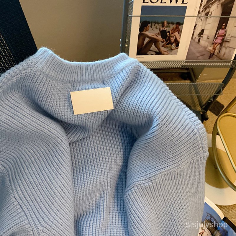 Sisjuly# Sweater Cinta Biru Wanita Untuk Wanita Musim Gugur Gan Musim Dingin Baru High-end Mid-lengt