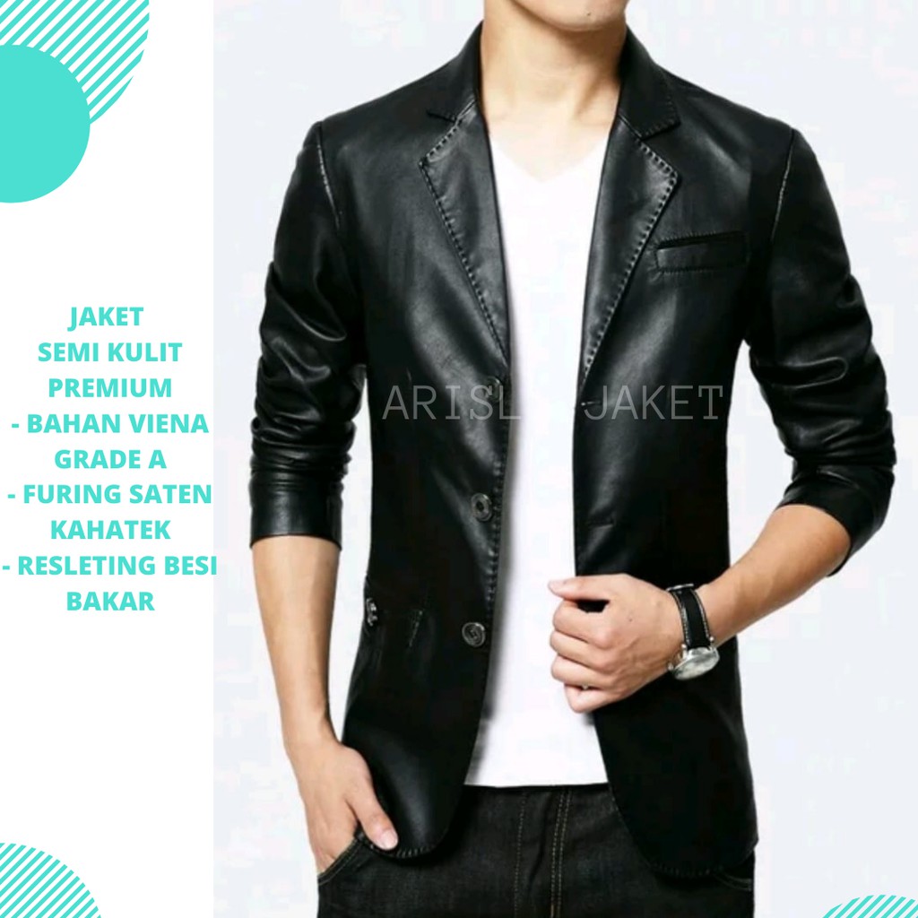 JAKET SEMI KULIT JAS KANTORAN PRIA/COWO/JAKET KULIT JAS/JAKET KULIT SINTETIS