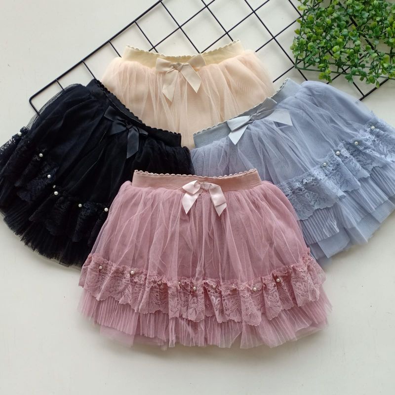 Rok Tutu anak import usia 1-6th pendek Tile Tumpuk Import Lembut motif BUNGA / Grosir Pakaian Anak murah / rok tutu anak import premium