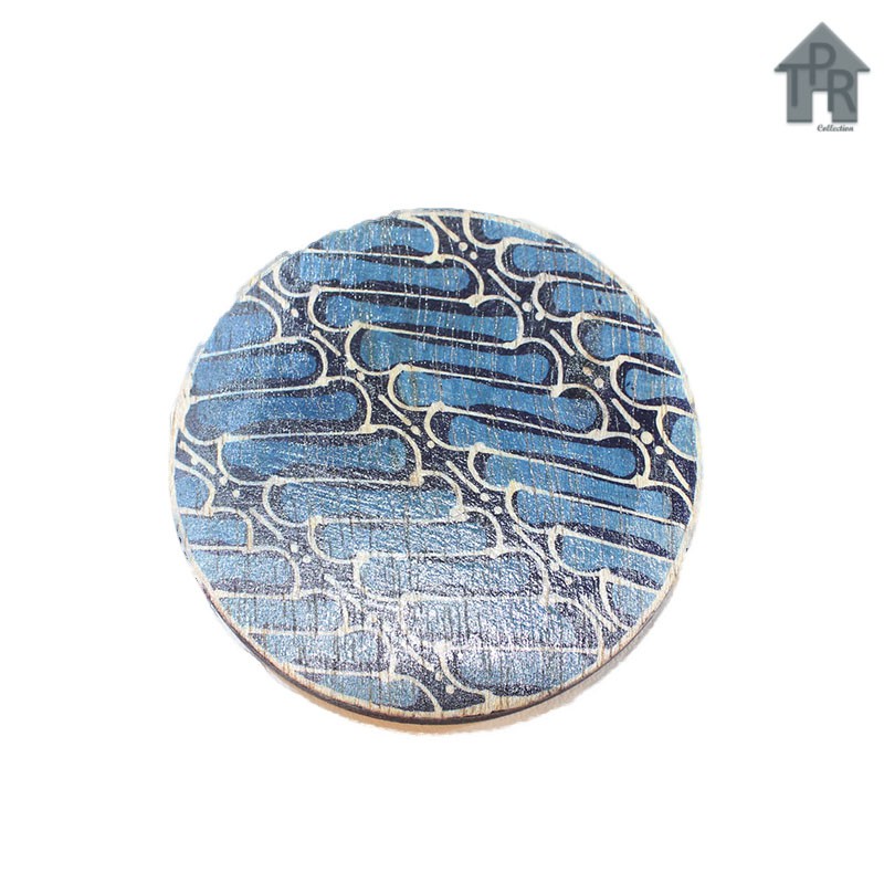 Coaster Kayu Batik / Tatakan Bulat D9 - 6pcs.