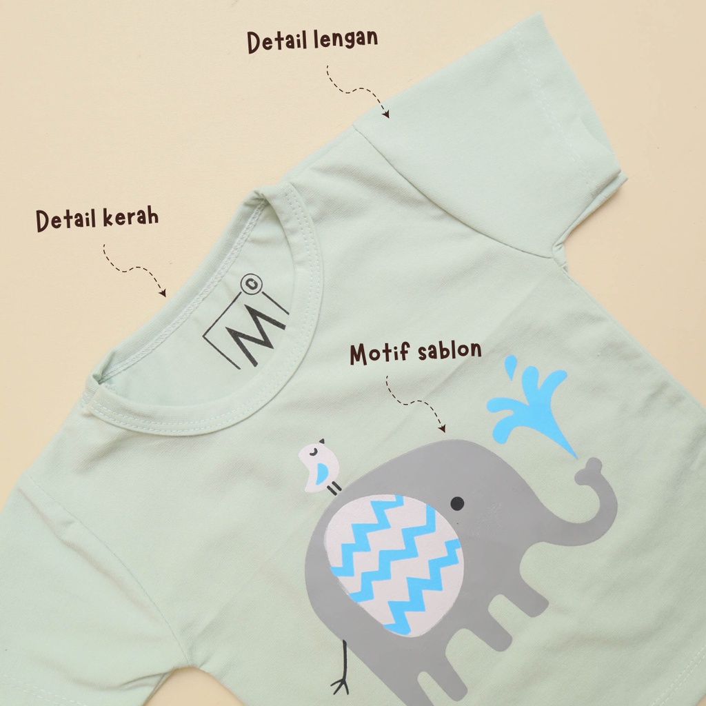 MG Motif Elephant Setelan Baju Bayi 3 Bulan - 3 tahun / Baju Anak Laki-laki / Setelan Anak