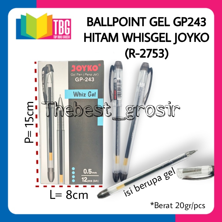 

1 PCS BOLPEN GEL 0.5MM GP243 HITAM WHIZGEL JOYKO / PULPEN GEL JOYKO/BALLPOINT GEL 0.5MM JOYKO (R-2753)