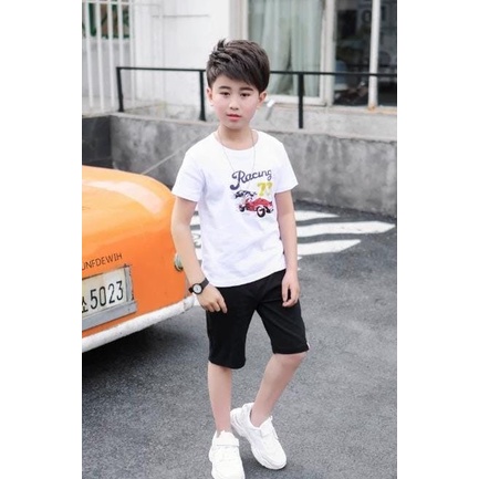 Promo !! Setelan baju anak cowok  - setelan racing seventy seven import uk   4-5thn (putih)