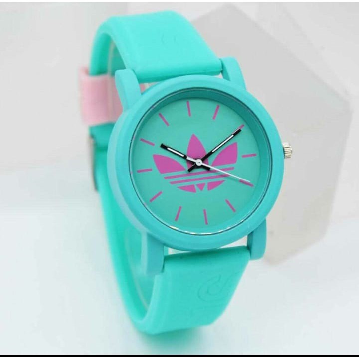 Jam Tangan wanita tali rubber warna adidas free batrai