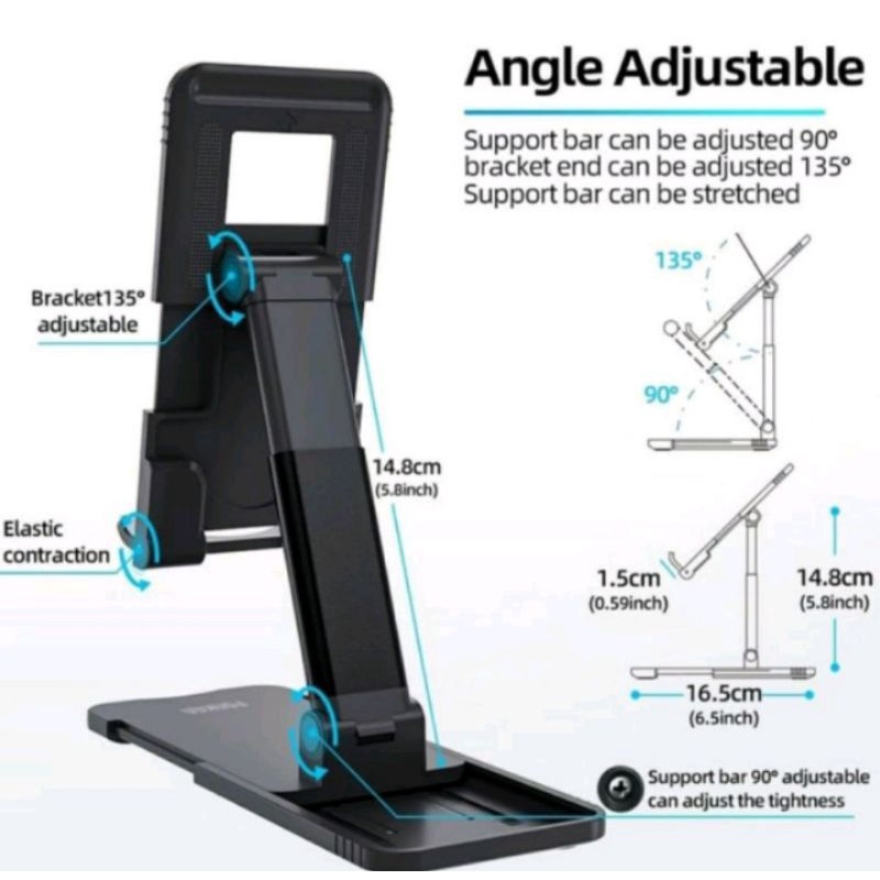 LIFTABLE FOLDABLE PHONE HOLDER STAND HP DIMEJA FOLDING GENERASI DUA