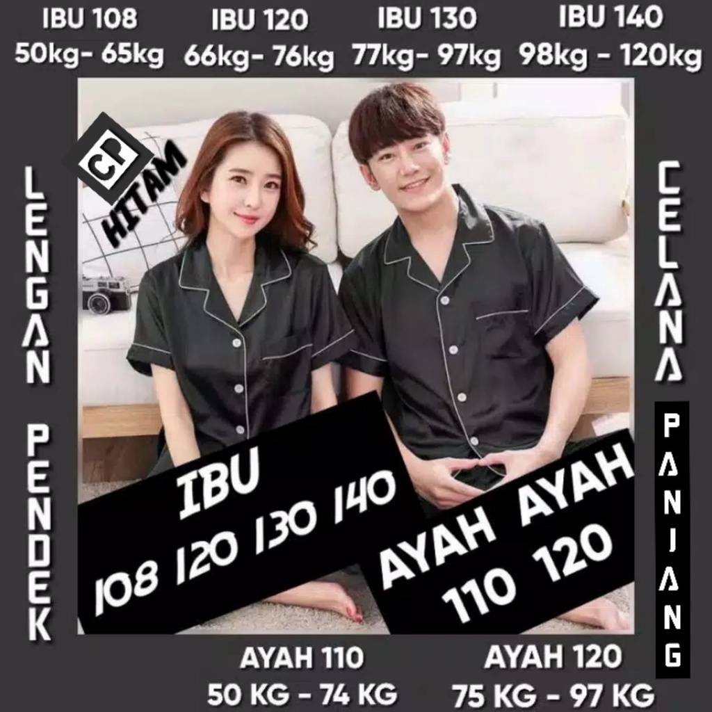 PAJAMAS SUAMI/ISTRI PASANGAN BAJU TIDUR LENGAN PENDEK SET CELANA PANJANG