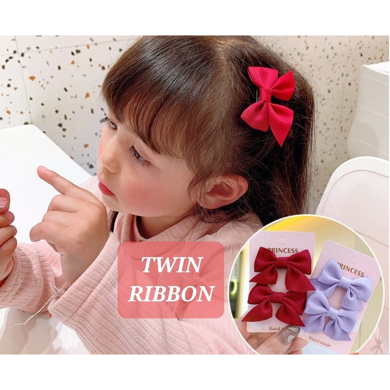 TWIN RIBBON AKSESORIS JEPIT RAMBUT ANAK PITA LUCU KOREA IMPOR FASHION LUCU