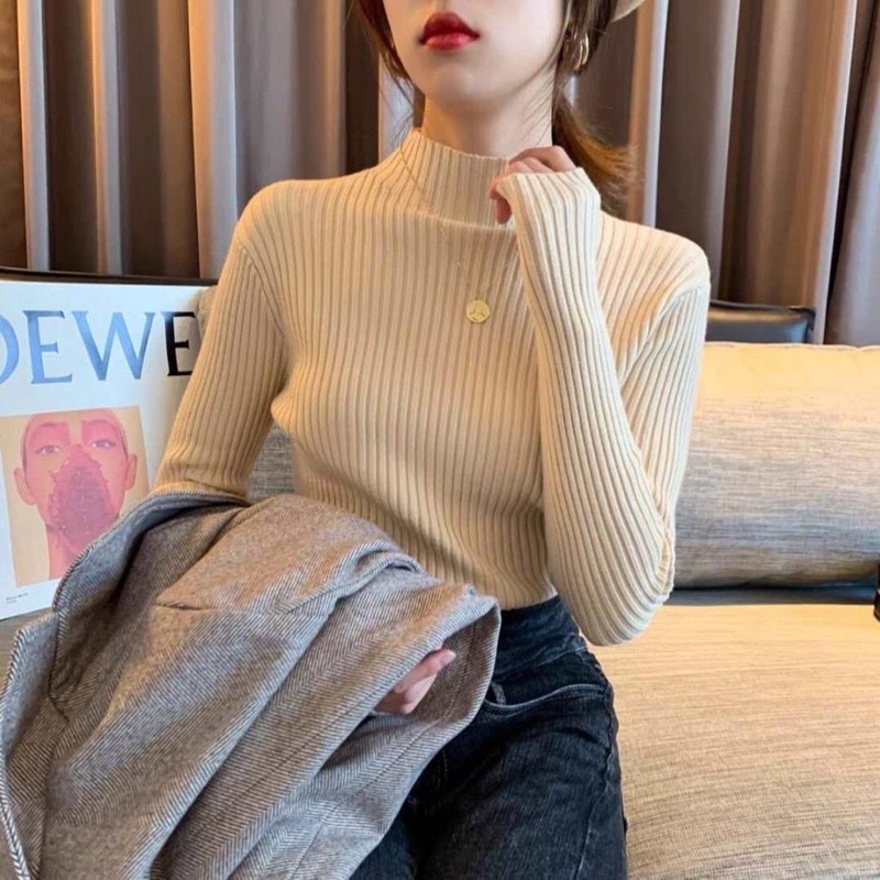 (COD) Aisha Inner Rajut Baju Dalaman Turtleneck Knit Manset Atasan Wanita