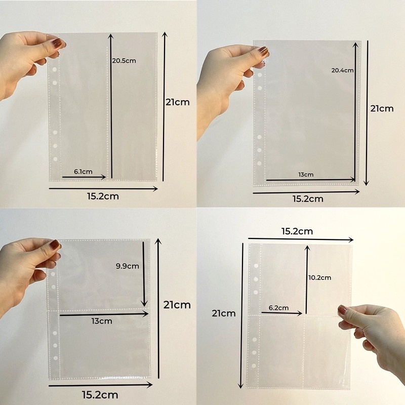 Generik A5 Lengan Dua Sisi 10 Pcs Standar A5 4 Kantong Kembali ke Belakang Lengan Transparan Pengikat Bagian Dalam Album Foto Isi Ulang Penyimpanan Kartu Pas Foto Loose-leaf