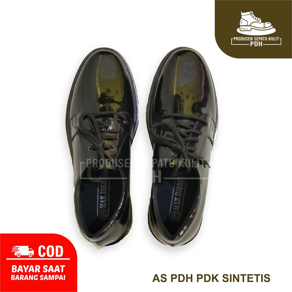 SEPATU PDH PENDEK KILAP TALI SEPATU KERJA KANTOR PRIA TNI POLISI POLRI SATPAM FORMAL MENGKILAP KILAT