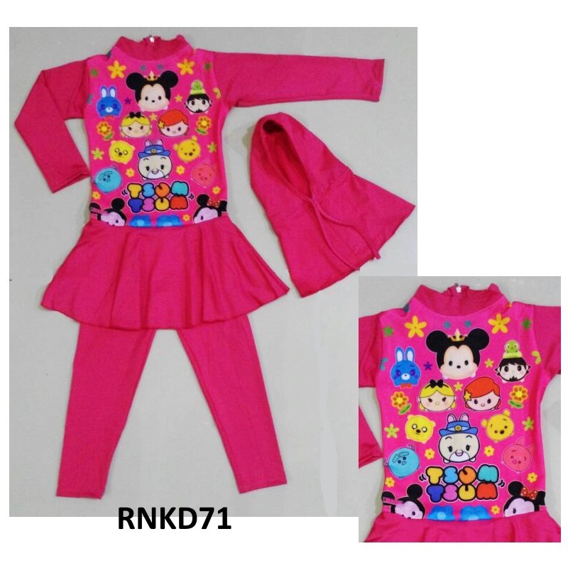 RNKD71 - Baju Renang Anak Muslim Tsum-Tsum Pink