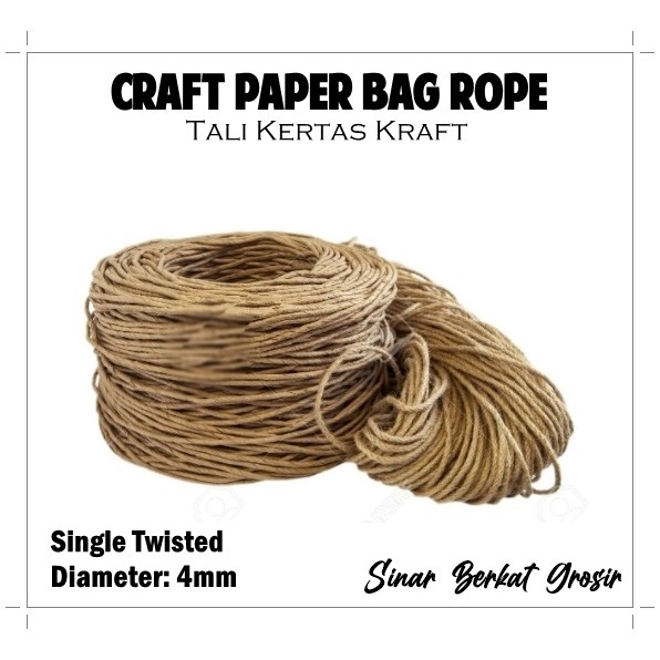 Tali Kertas Kraft PaperBag / Tali Handle PaperBag / Craft Rope 4mm