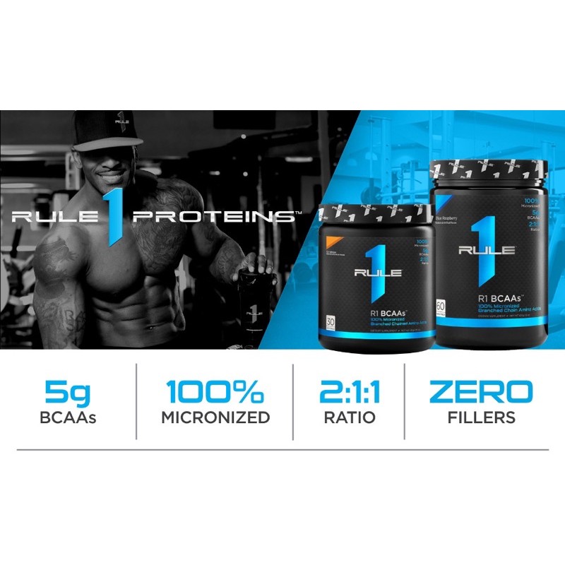 RULE 1 ONE 60 SERVING BCAA POWDER SUPLEMEN FITNES KESEHATAN GYM MAKANAN RECOVERY OTOT
