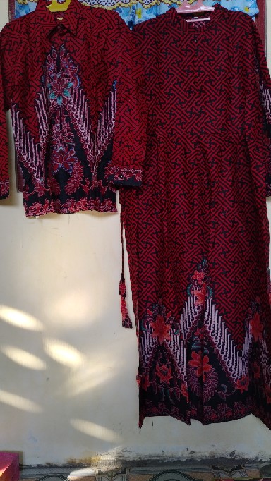 Batik Couple Keluarga Sania Ruffle Ori Ndoro Jowi Dnt Bata Merah