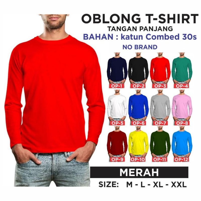 Noveli wear - T shirt kerah bulat kaos polos lengan panjang cotton combed 30s | atasan baju kaos seragam pria dan wanita