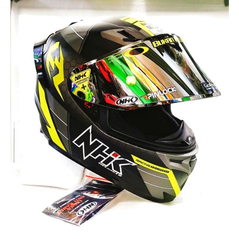 COD paket Flat visor nhk rx9 + Spoiler NHK RX9 Iridium blue iridium RX9 / gratis stiker visor