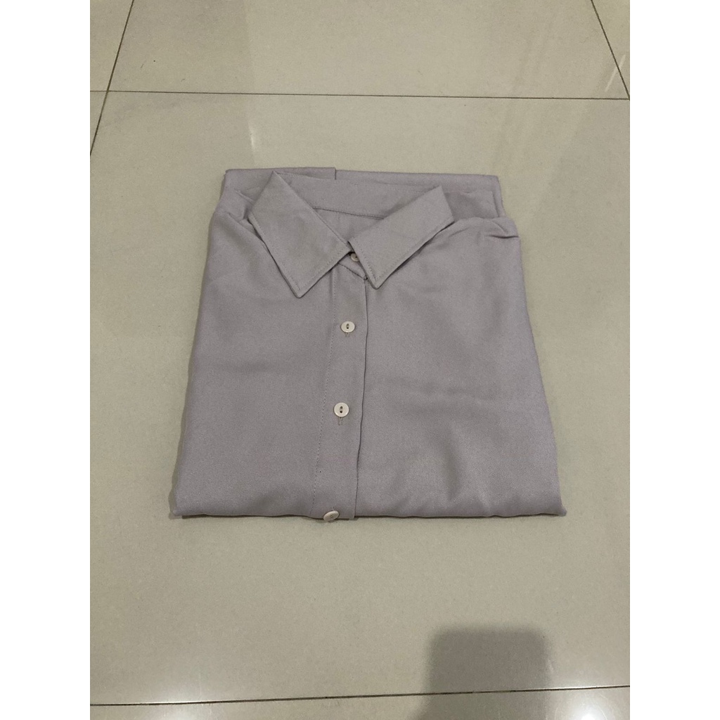 KEMEJA NINY REMPLE BLOUSE WANITA SHIRT PUTIH KEMEJA LENGAN PANJANG-SILVER