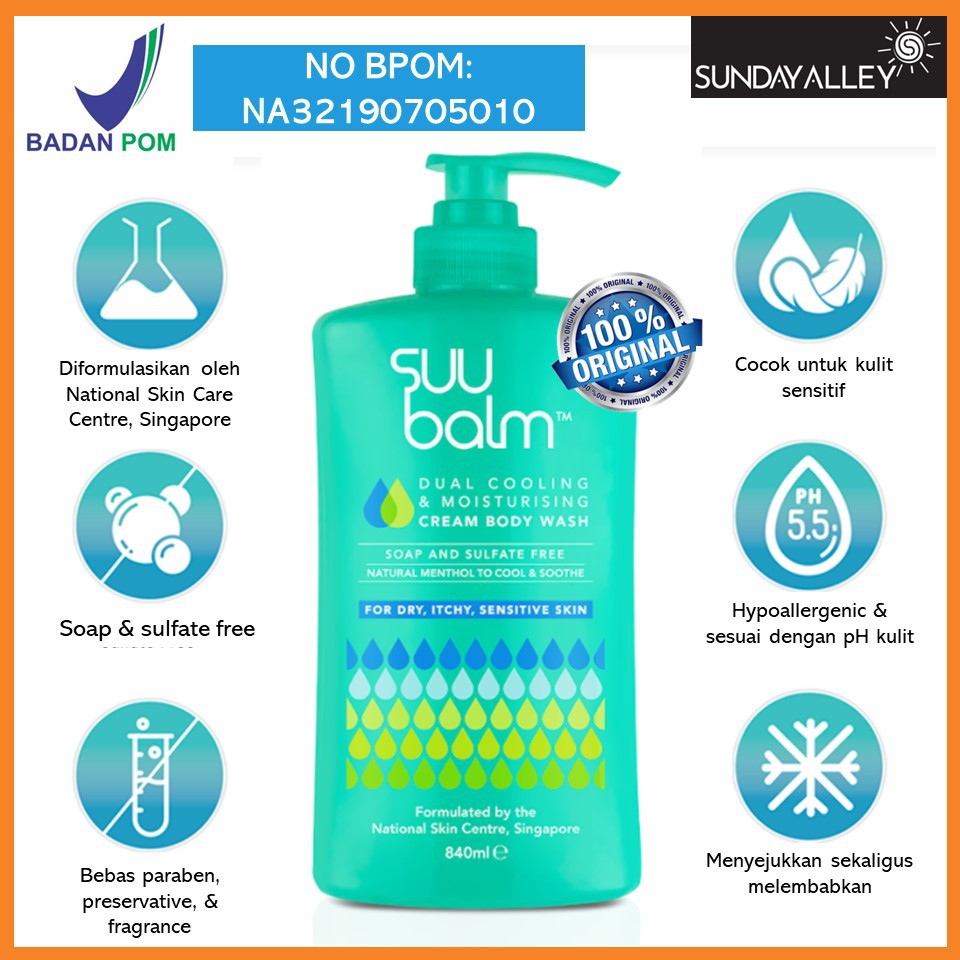 ORIGINAL Suu Balm Cream Body Wash 420ml 840ml untuk Kulit Kering Gatal Sensitif Eksim Eczema