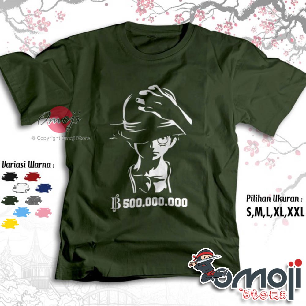 Kaos Anime Luffy 500juta One Piece Premium Manga Japan Jepang Tshirt - Baju Distro Omoji 2625