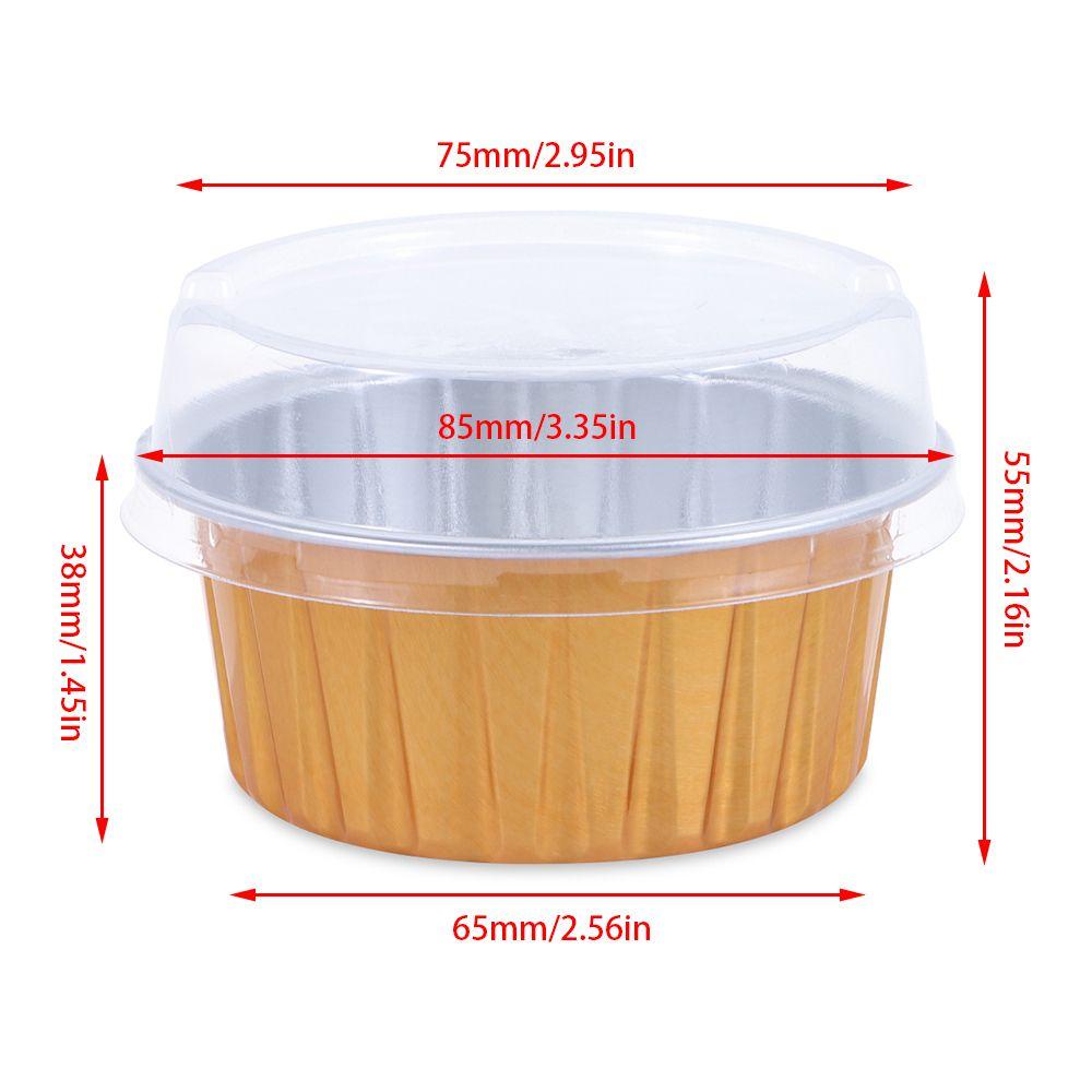 Solighter 10set 125ml Aluminium Foil Baking Cups Bakery Bakeware Perlengkapan Pernikahan Cupcake Cup Dengan Tutup