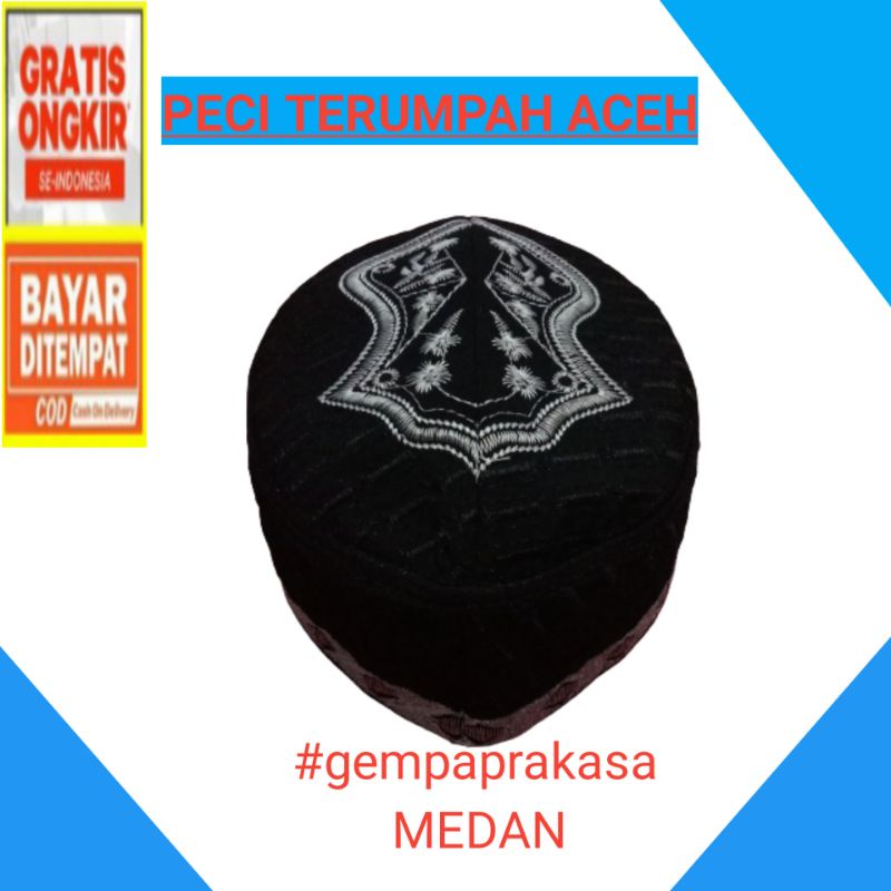 Peci Terumpah Aceh Bermotif Aceh Kupiah Terumpah Peci Aceh Kupluk Motif Aceh Lobe Aceh Songkok