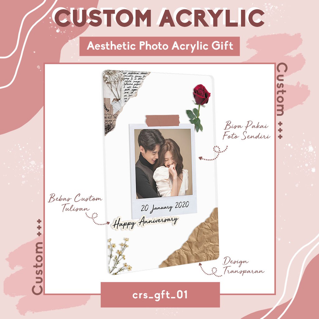 Plakat Akrilik Custom Gift Desain Estetik Bebas Pakai Foto dan Tulisan