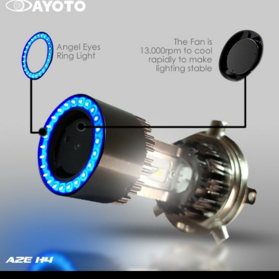 Lampu LED Mobil Ayoto(2pcs) A2-H4 PNP 45 Watt 10000LM-P/P Angel Eyes - P/K Angel Eyes