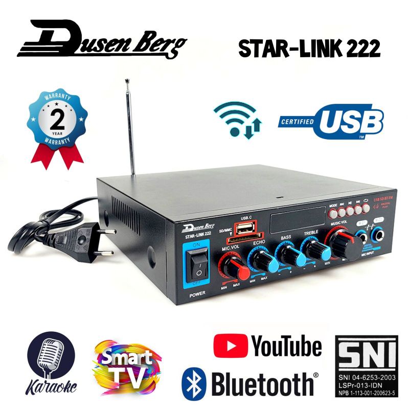 Power Audio Amplifier DUSENBERG Star Link 222 Bluetooth Karaoke 800 W