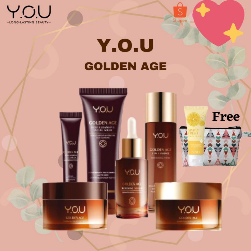 [COD] Paket YOU Golden Age Essence, Serum, Facial Wash, Eyecrem, Day Cream 30g, Night 30g
