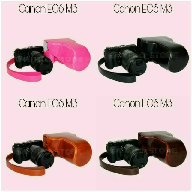CANON EOS M3 LEATHER CASE CAMERA (TAS KAMERA CANON EOS M3 PINK DSLR MIRRORLESS MURAH)