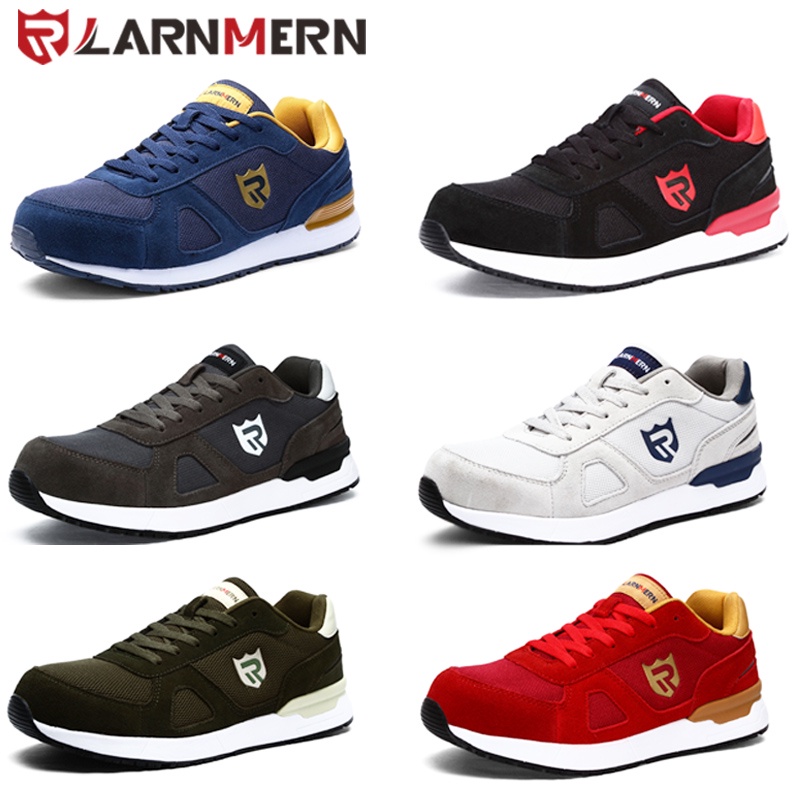 LARNMERN Men's Steel Toe Work Safety Shoes Lightweight Breathable Anti-smashing Non-slip Reflective Casual Sneaker