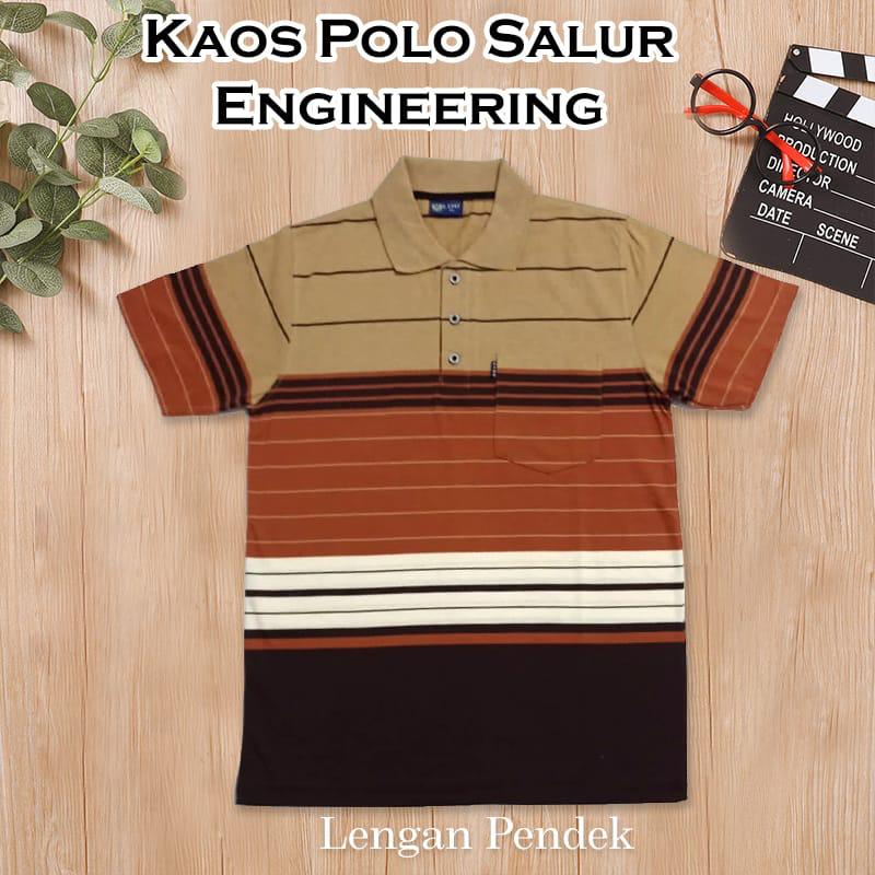 Noveli wear - Kaos kerah pria dewasa motip salur stripe saku lengan pendek 7880