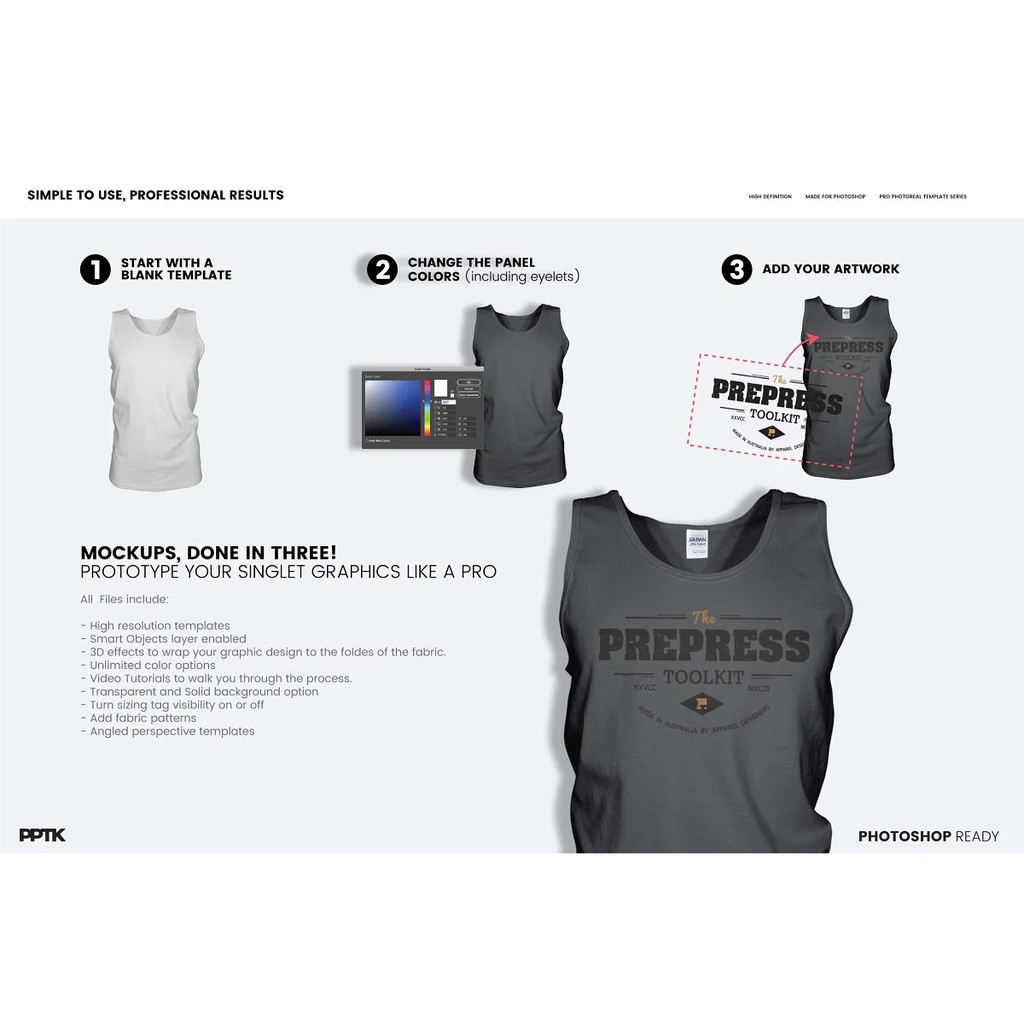 Mens Ghosted Singlet Templates - Adobe Photoshop