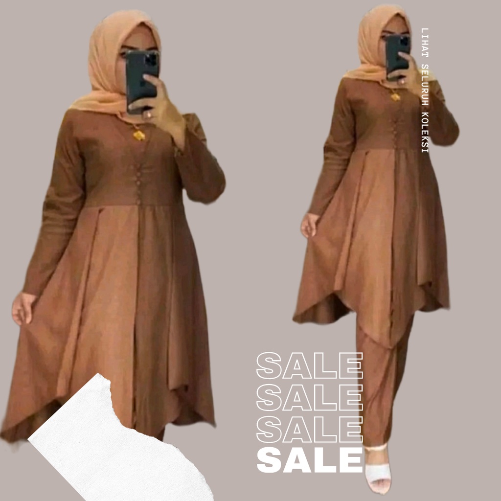 Baju Lebaran 2022 Ardina Set Long Tunik Setelan Crinkle Setelan Cringkel Jumbo Ld 125 Setelan Rempel