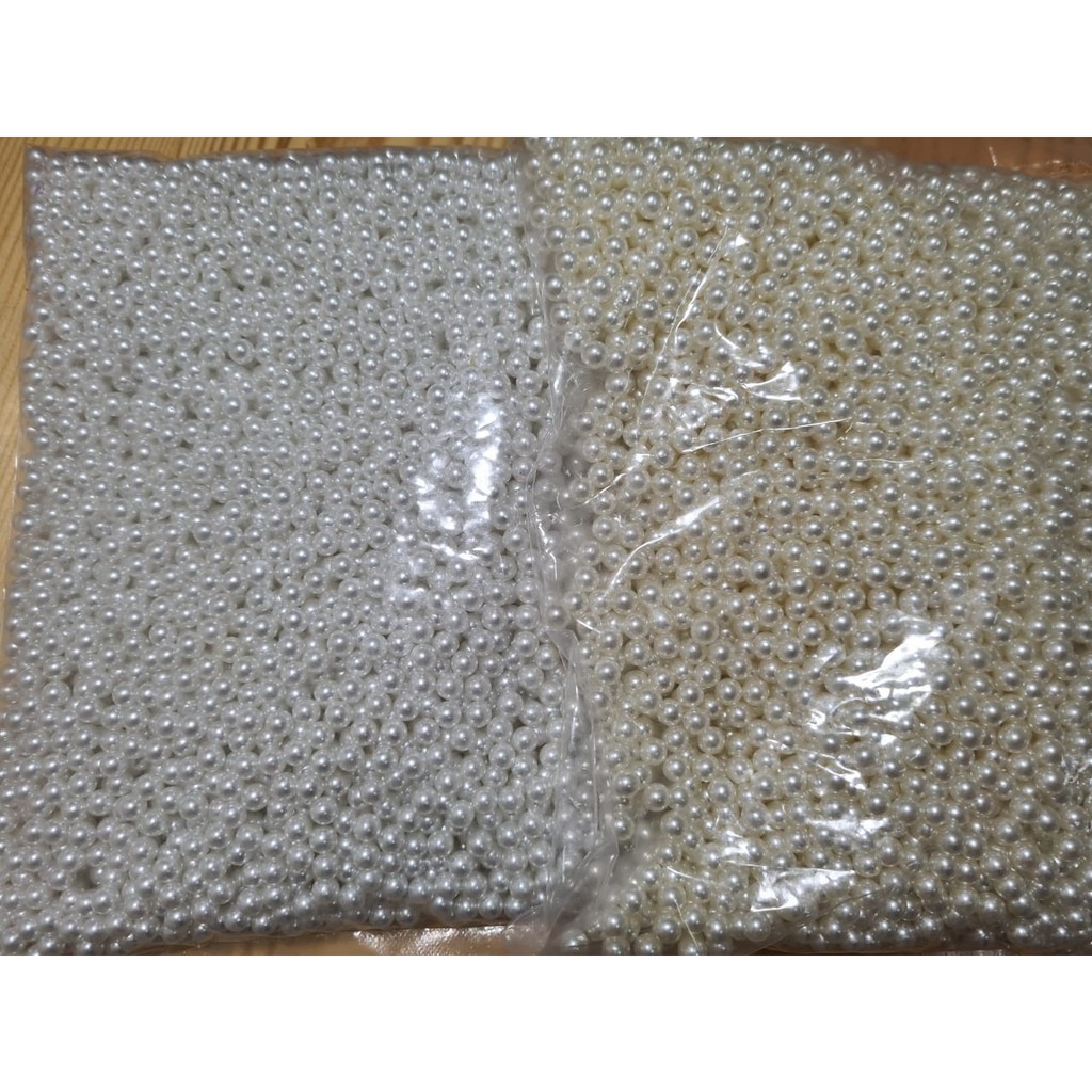 Mutiara Tembak (tanpa lubang) 4mm, 6mm, 8mm kw1 Jepang, 100 gr, white dan broken white