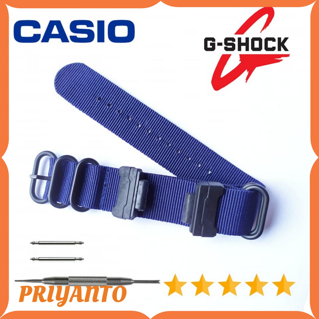 Strap Nato Zulu Canvas Kanvas Nylon Jam Tangan Casio G-shock Free Paket Blue