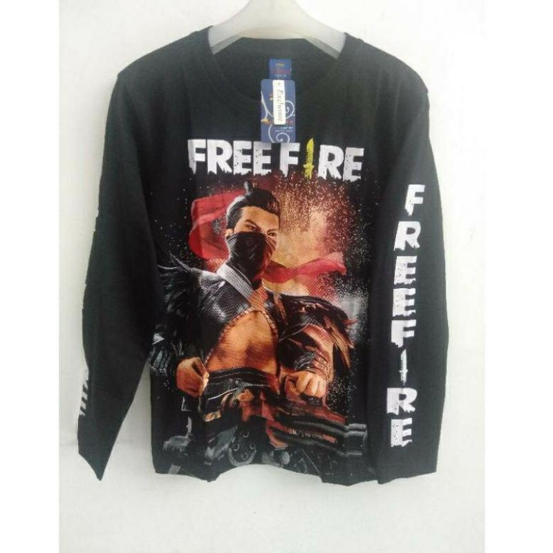 KAOS / BAJU ANAK FF FREE FIRE HITAM LENGAN PANJANG / EP EP GAME GARENA MURAH