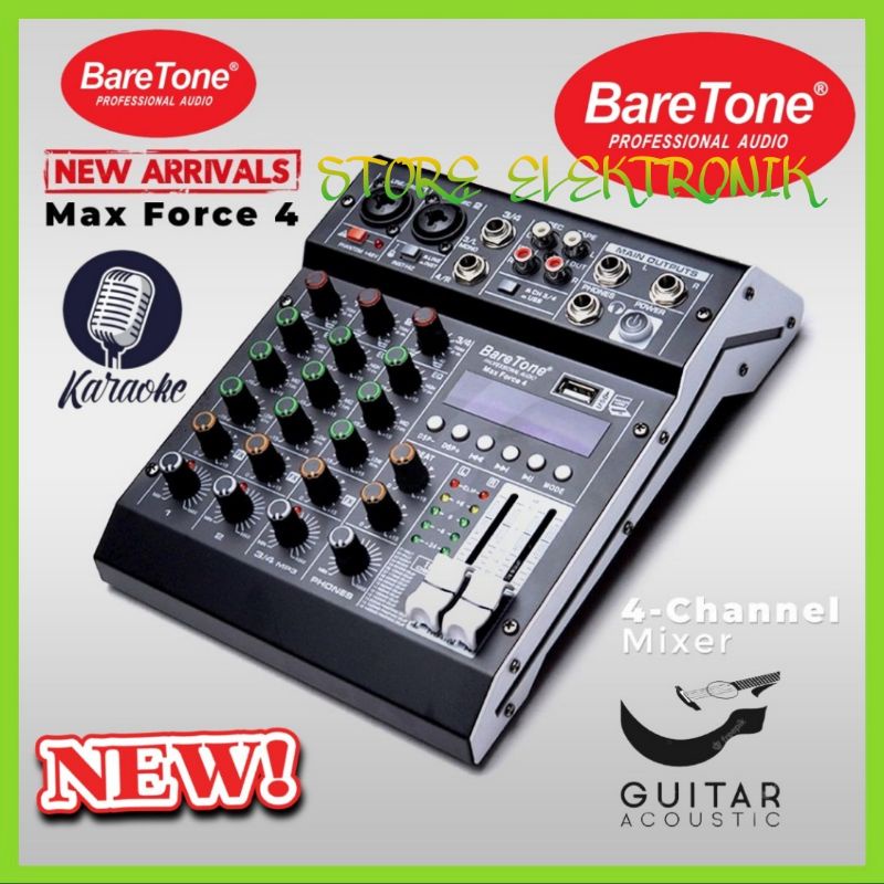 Mixer Baretone 4 Channel Max Force 4 , Mixer Bluetooth New Arrivals