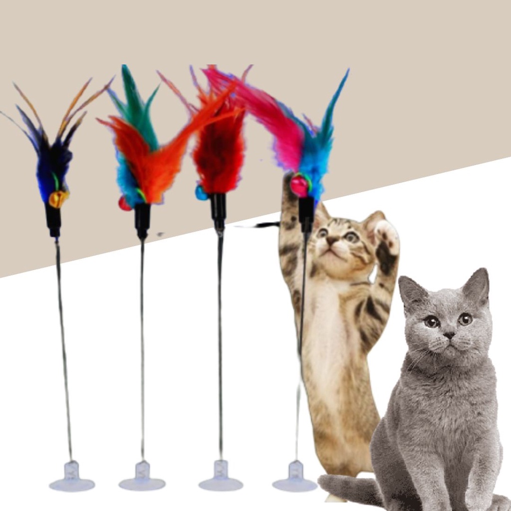 Tongkat Bulu Pancing Mainan Kucing Murah Cat Toy Toys Stik Untuk Interaktif Pet Lonceng Teaser FISHING CAT ROD Cats Krincing FEFARM