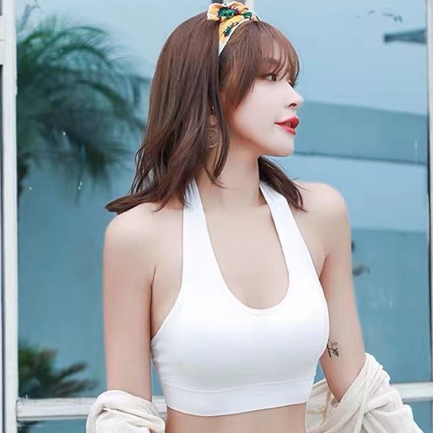 FYGALERYSURABAYA BRA519 Bra Sport Tanpa Kawat Halter Neck Tali Leher Backless Bra Olahraga Gym Yoga Sportbra